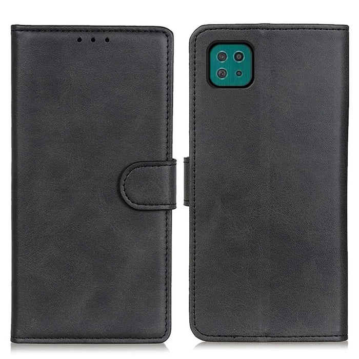 PU Leather Magnetic Wallet Leather Shell Protective Case for Samsung Galaxy A22 5G (EU Version) - Black - 1
