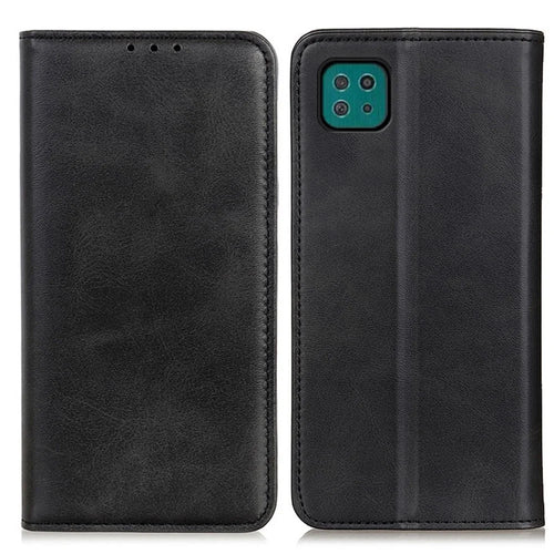 Magnetic Closure Split Leather Phone Case Shell Wallet Stand Cover for Samsung Galaxy A22 5G (EU Version) - Black - 1