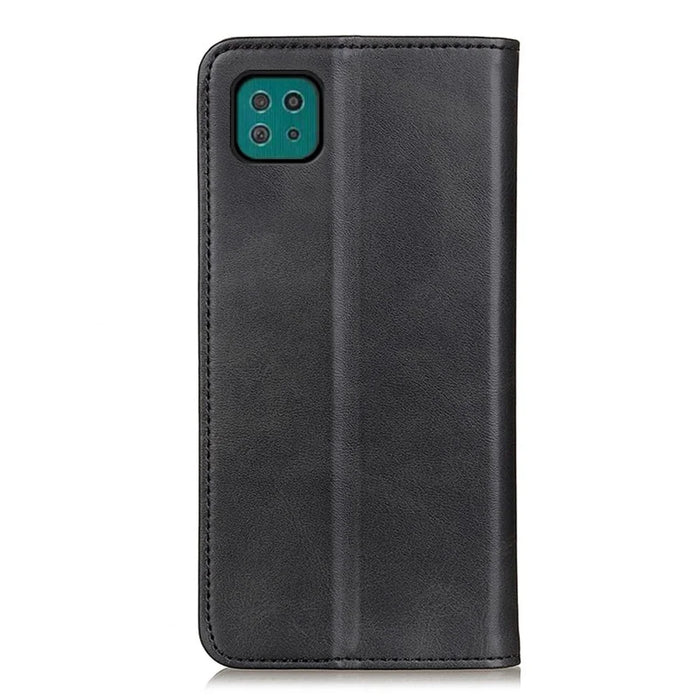 Magnetic Closure Split Leather Phone Case Shell Wallet Stand Cover for Samsung Galaxy A22 5G (EU Version) - Black - 5