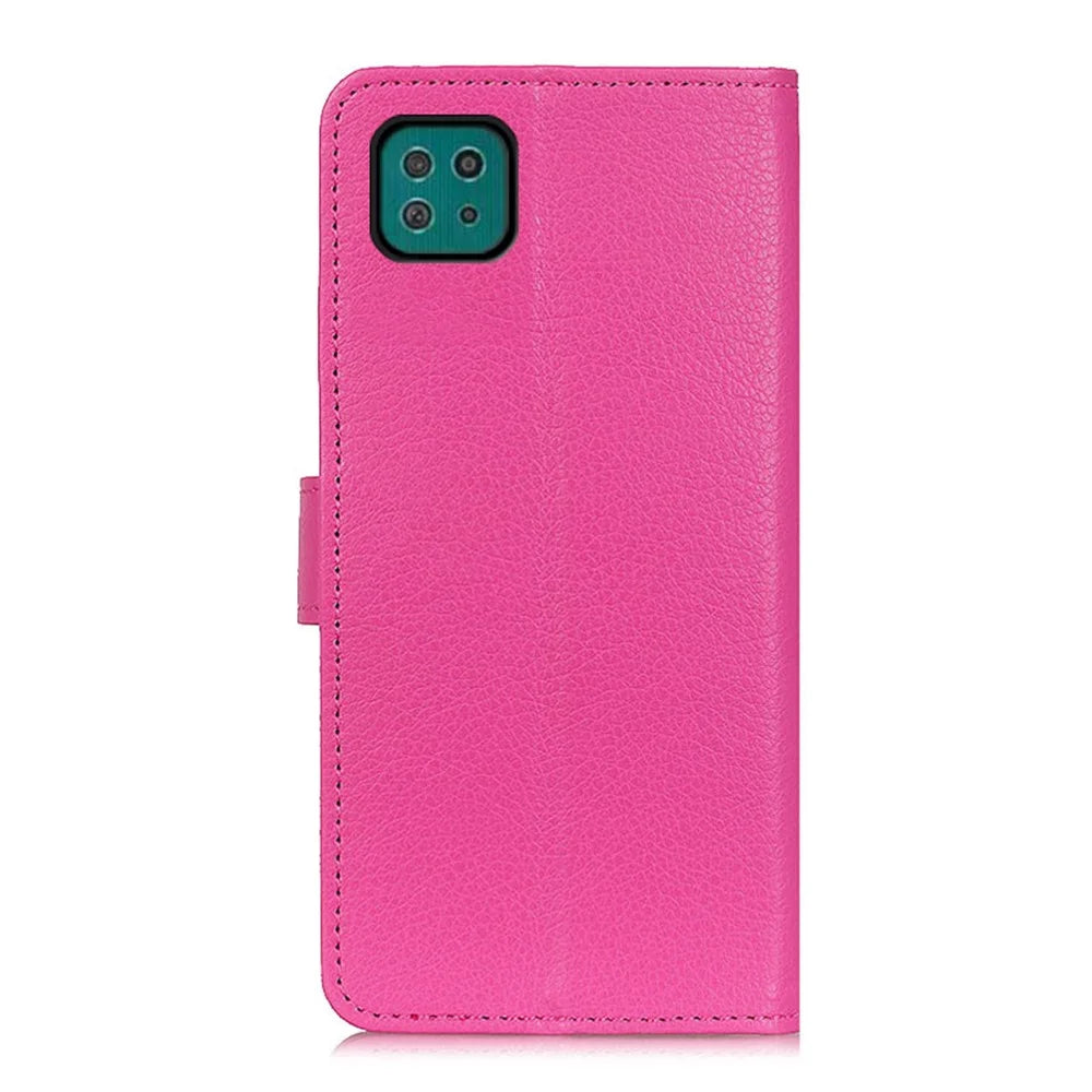 For Samsung Galaxy A22 5G (EU Version) Classic Style Litchi Texture PU Leather Wallet Mobile Phone Case - Rose - 4