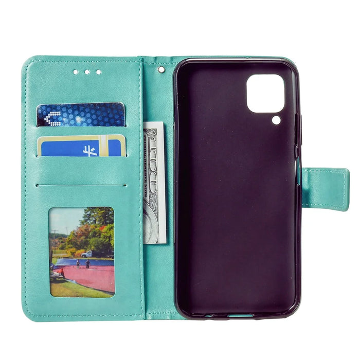 Imprinted Mandala Flower Wallet Leather Case for Samsung Galaxy A22 4G (EU Version) - Green - 3
