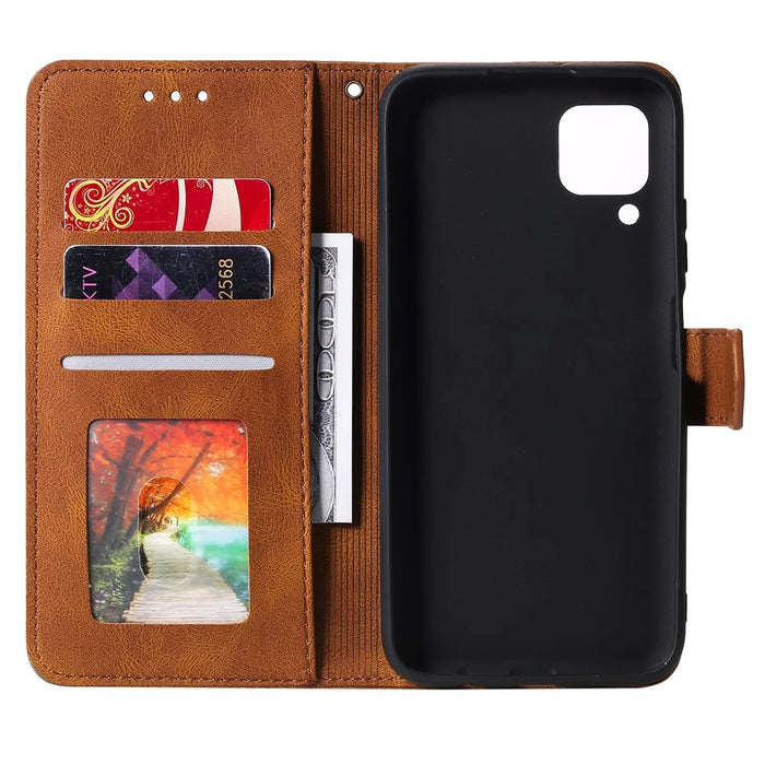 Splicing Stitching Skin-touch PU Leather Case Stand Protector Cover for Samsung Galaxy A22 4G (EU Version) - Brown - 3