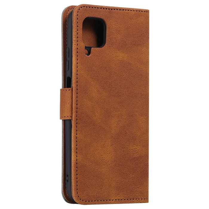Splicing Stitching Skin-touch PU Leather Case Stand Protector Cover for Samsung Galaxy A22 4G (EU Version) - Brown - 7