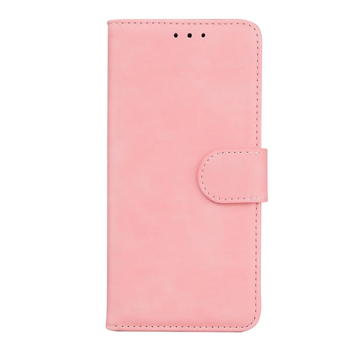 Wallet Stand Design Case for Samsung Galaxy S21 FE Plain Leather Phone Case - Pink - 2