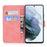 Wallet Stand Design Case for Samsung Galaxy S21 FE Plain Leather Phone Case - Pink - 4
