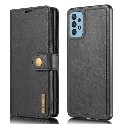 DG.MING Detachable 2-in-1 Leather Wallet TPU Case for Samsung Galaxy A32 4G (EU Version) Cover - Black - 1
