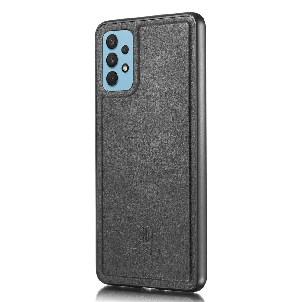 DG.MING Detachable 2-in-1 Leather Wallet TPU Case for Samsung Galaxy A32 4G (EU Version) Cover - Black - 4