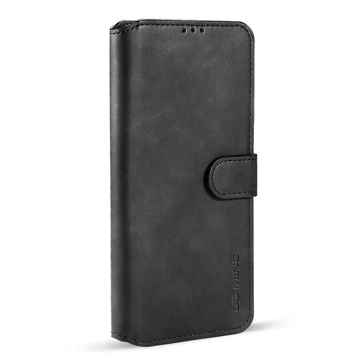 DG.MING Retro Style Full-Protection Leather Wallet Stand Phone Case Cover for Samsung Galaxy S21 FE - Black - 2
