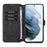 DG.MING Retro Style Full-Protection Leather Wallet Stand Phone Case Cover for Samsung Galaxy S21 FE - Black - 6