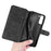 DG.MING Retro Style Full-Protection Leather Wallet Stand Phone Case Cover for Samsung Galaxy S21 FE - Black - 7