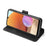 DG.MING Retro Style Leather Wallet Stand Case Shell for Samsung Galaxy A32 4G (EU Version) - Black - 4