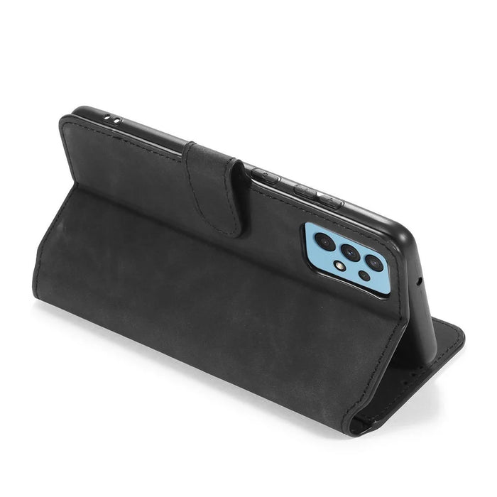DG.MING Retro Style Leather Wallet Stand Case Shell for Samsung Galaxy A32 4G (EU Version) - Black - 5
