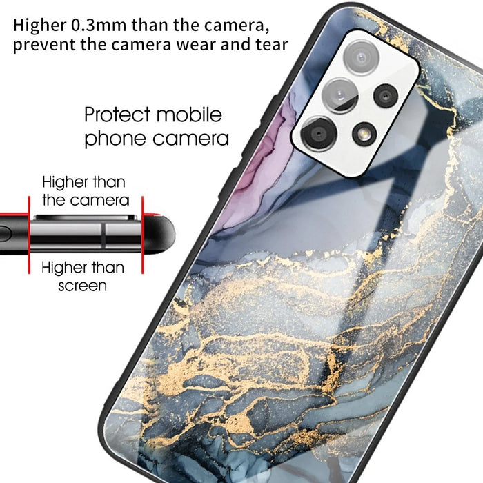 Shockproof Marble Pattern Tempered Glass + TPU Phone Case for Samsung Galaxy A32 4G (EU Version) - Style E - 2