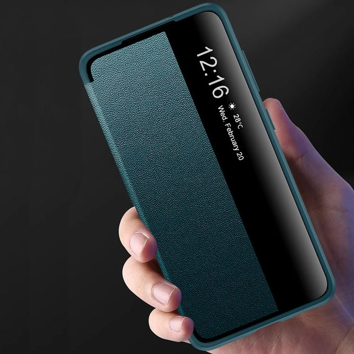 Anti-drop Leather Case with Bulit-in Ejector and SIM Card Slots for Samsung Galaxy S21 FE - Green - 5