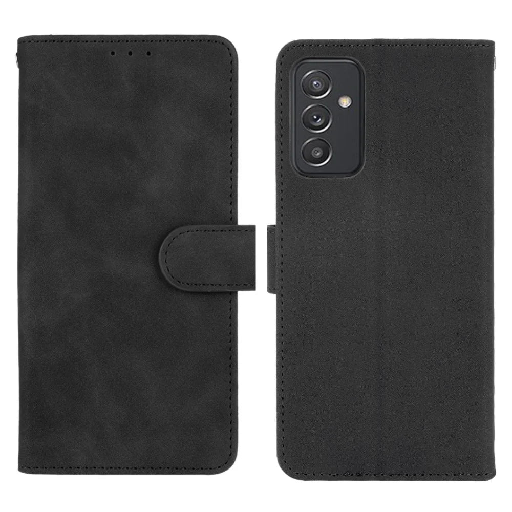 Wallet Stand Design Folio Flip Skin-touch Feeling Leather Protective Shell Phone Cover for Samsung Galaxy Quantum 2 - Black - 1
