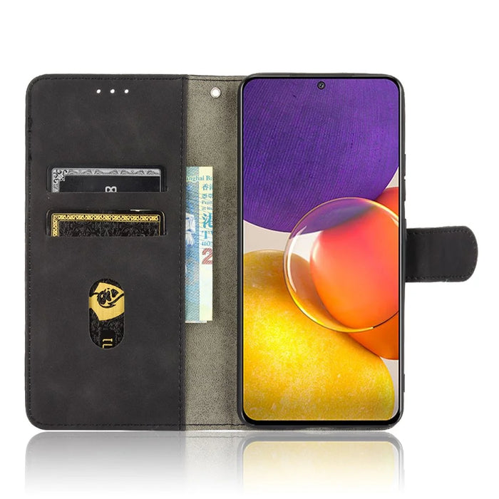 Wallet Stand Design Folio Flip Skin-touch Feeling Leather Protective Shell Phone Cover for Samsung Galaxy Quantum 2 - Black - 3