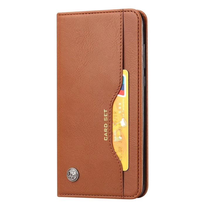 Auto-absorbed Wallet Stand Leather Cover for Samsung Galaxy A22 4G (EU Version) - Brown - 2