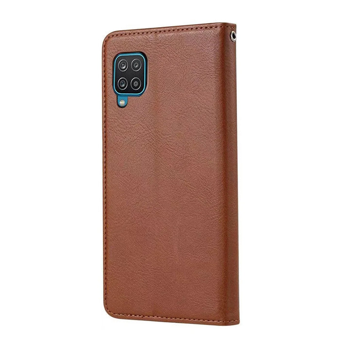 Auto-absorbed Wallet Stand Leather Cover for Samsung Galaxy A22 4G (EU Version) - Brown - 3