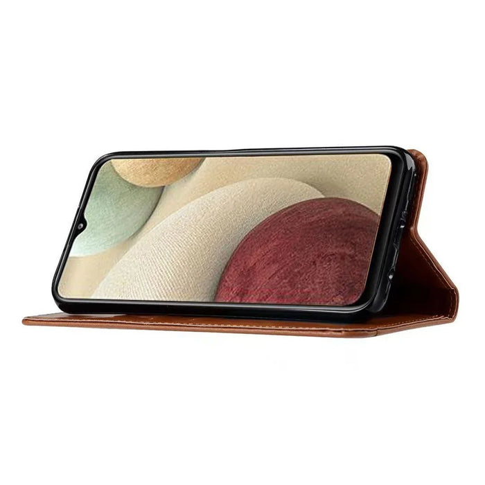 Auto-absorbed Wallet Stand Leather Cover for Samsung Galaxy A22 4G (EU Version) - Brown - 5
