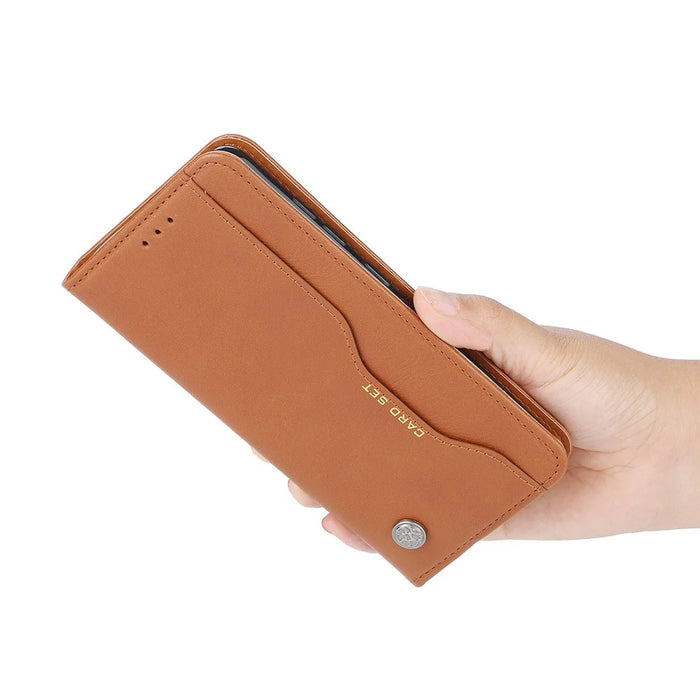 Auto-absorbed Wallet Stand Leather Cover for Samsung Galaxy A22 4G (EU Version) - Brown - 6