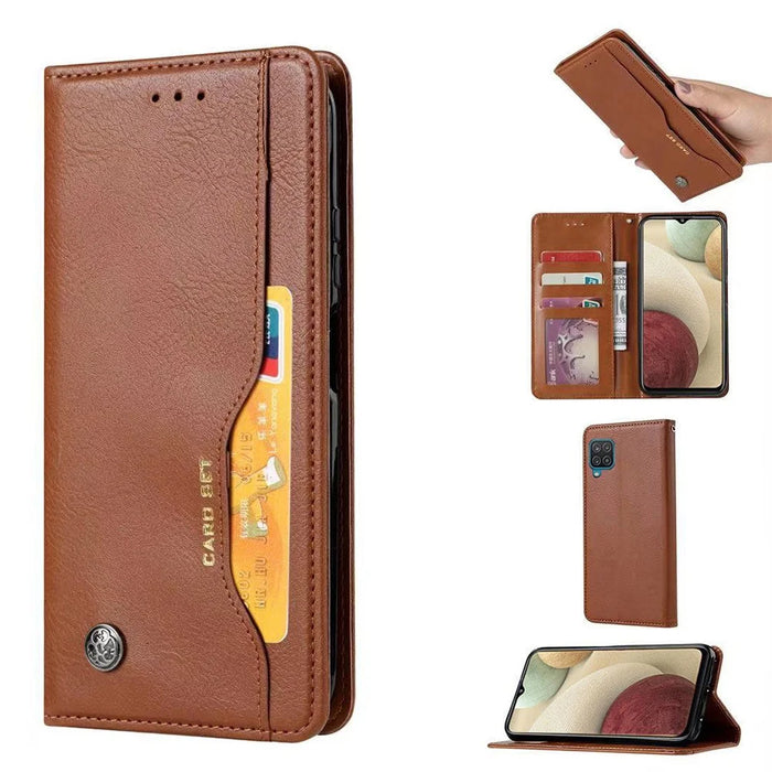 Auto-absorbed Wallet Stand Leather Cover for Samsung Galaxy A22 4G (EU Version) - Brown - 7