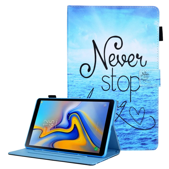 Pattern Printing Leather Tablet Case Stand with Card Holder for Samsung Galaxy Tab A7 Lite 8.7 (2021) T220 / T225 - Never Stop Dreaming - 1