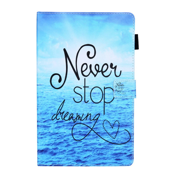 Pattern Printing Leather Tablet Case Stand with Card Holder for Samsung Galaxy Tab A7 Lite 8.7 (2021) T220 / T225 - Never Stop Dreaming - 2