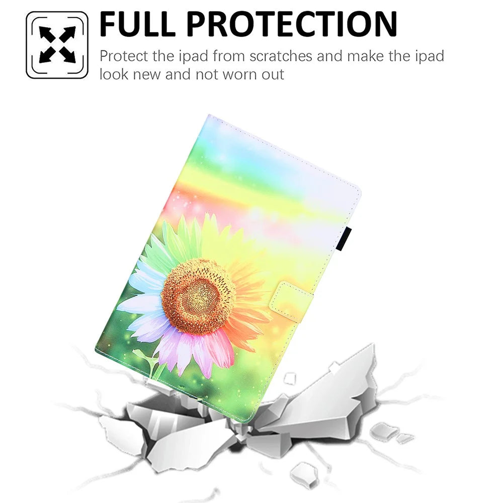 Pattern Printing Leather Case Tablet Protective Cover Stand for Samsung Galaxy Tab A7 Lite 8.7 (2021) T220 / T225 - Sunflower - 2