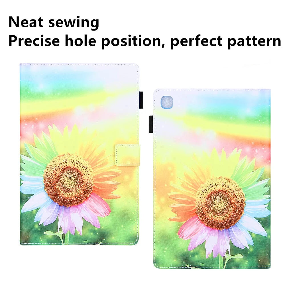 Pattern Printing Leather Case Tablet Protective Cover Stand for Samsung Galaxy Tab A7 Lite 8.7 (2021) T220 / T225 - Sunflower - 3