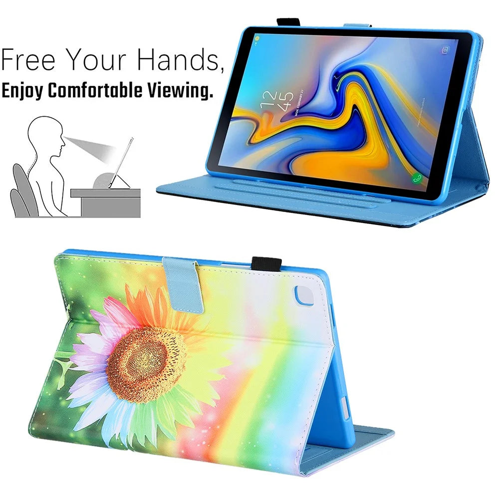 Pattern Printing Leather Case Tablet Protective Cover Stand for Samsung Galaxy Tab A7 Lite 8.7 (2021) T220 / T225 - Sunflower - 4