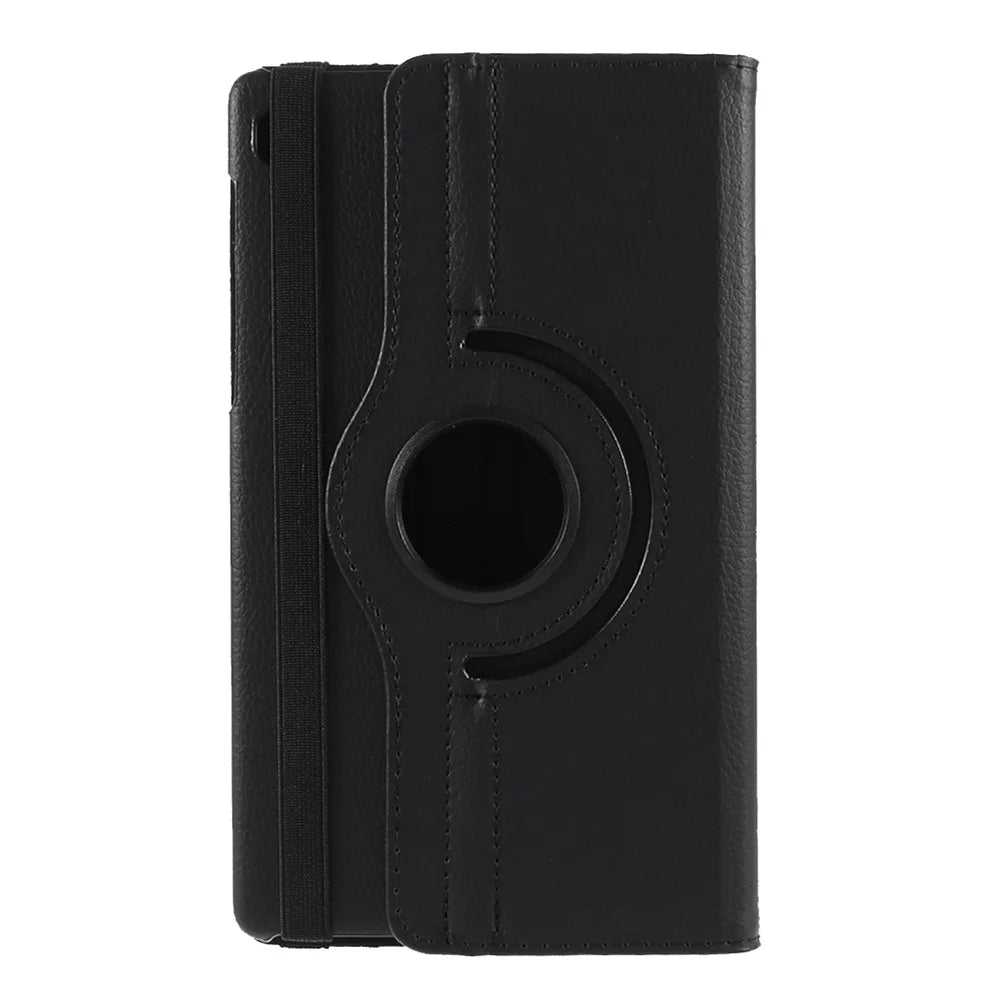 360° Swiveling Stand Design Litchi Texture Leather Tablet Cover Case for Samsung Galaxy A7 Lite 8.7-inch T220 / T225 - Black - 3