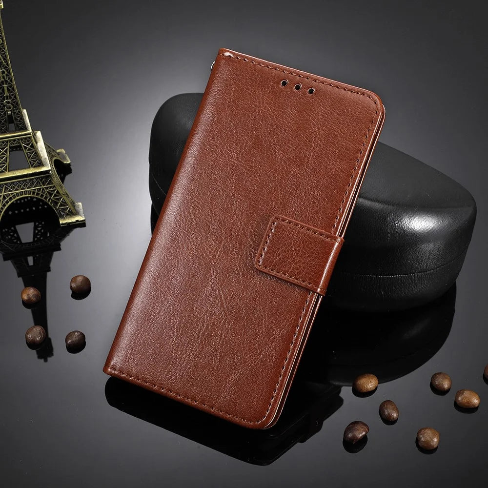 Crazy Horse Skin with Wallet Stand Leather Shell with Strap for Samsung Galaxy S21 FE - Brown - 2
