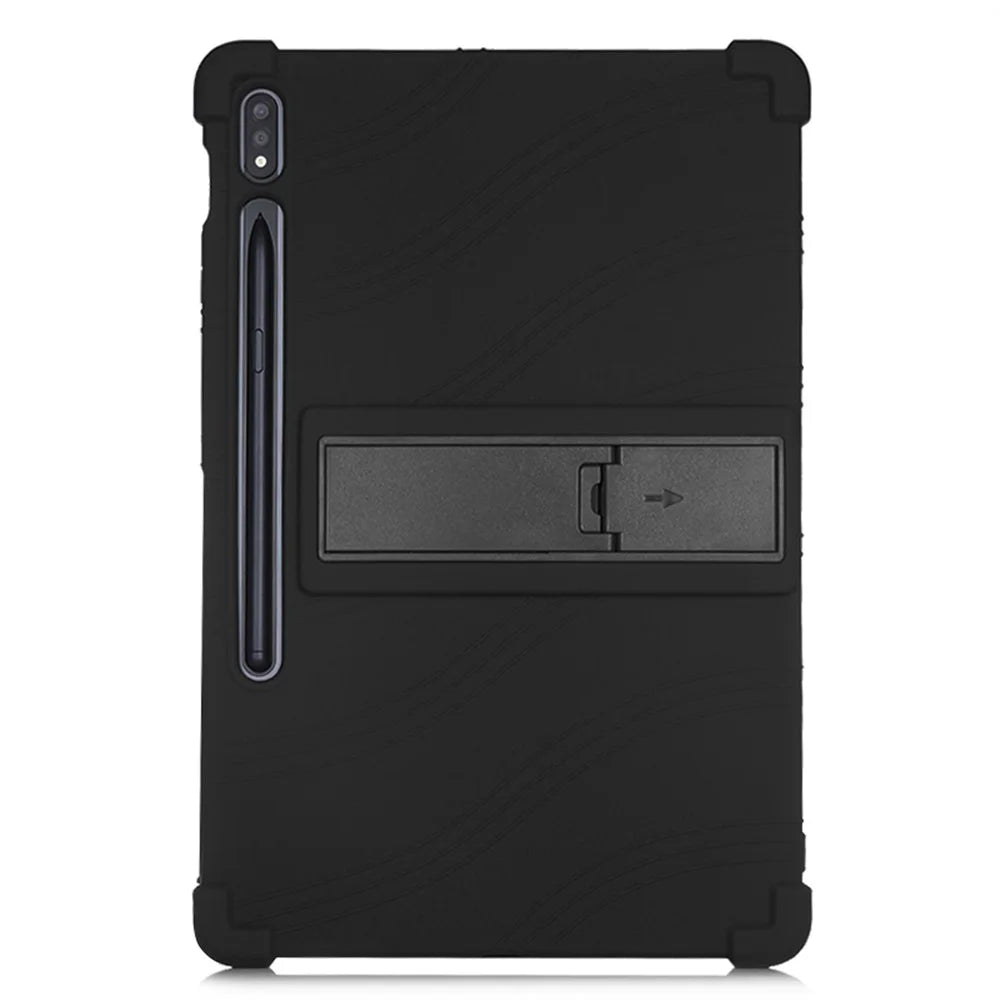 Silicone Tablet Cover with Slide-Out Kickstand for Samsung Galaxy Tab S8/S7 - Black - 1