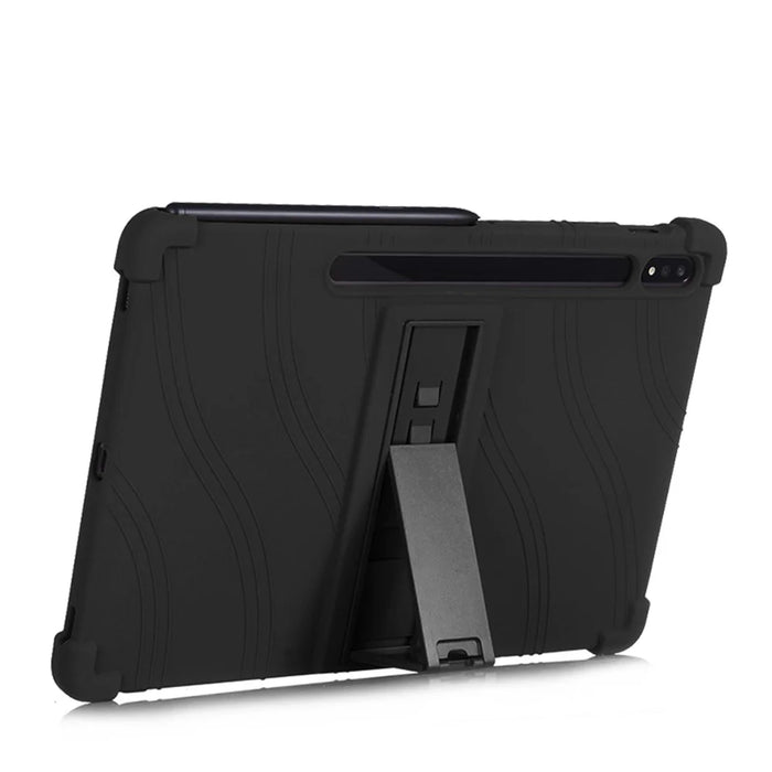 Silicone Tablet Cover with Slide-Out Kickstand for Samsung Galaxy Tab S8/S7 - Black - 3