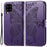 Big Butterfly Imprinting Leather Stand Design Phone Wallet Shell for Samsung Galaxy A22 4G (EU Version) - Dark Purple - 1