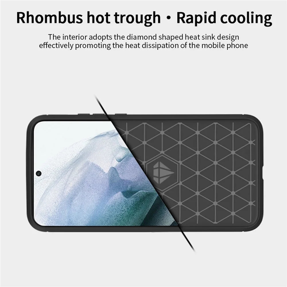 MOFI Well-Protected Brushed Carbon Fiber Design Flexible TPU Cover for Samsung Galaxy S21 FE - Blue - 5
