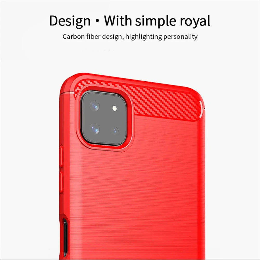 MOFI Well-Protected Brushed Carbon Fiber Design Soft TPU Cover for Samsung Galaxy A22 5G (EU Version) - Blue - 4