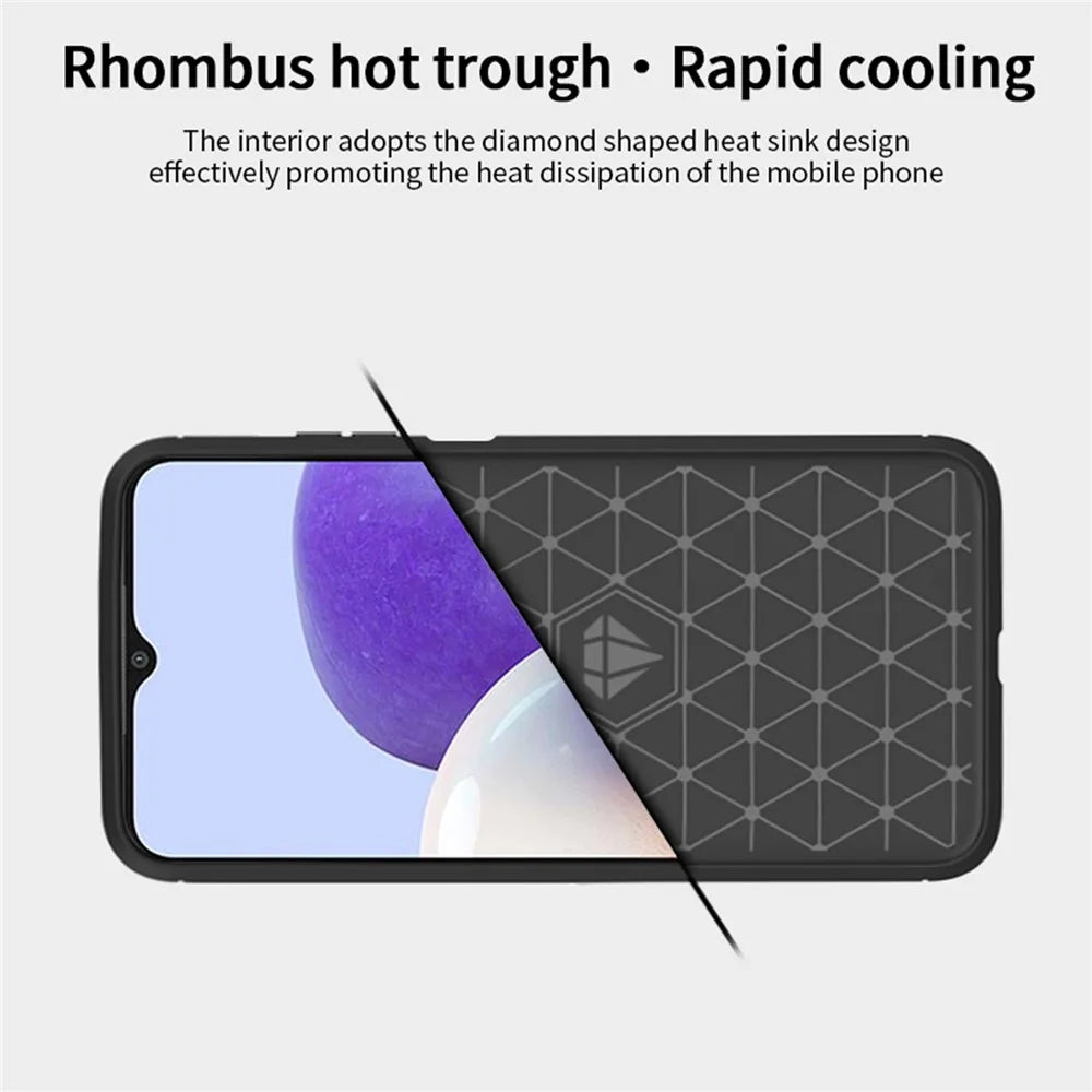 MOFI Well-Protected Brushed Carbon Fiber Design Soft TPU Cover for Samsung Galaxy A22 5G (EU Version) - Blue - 6