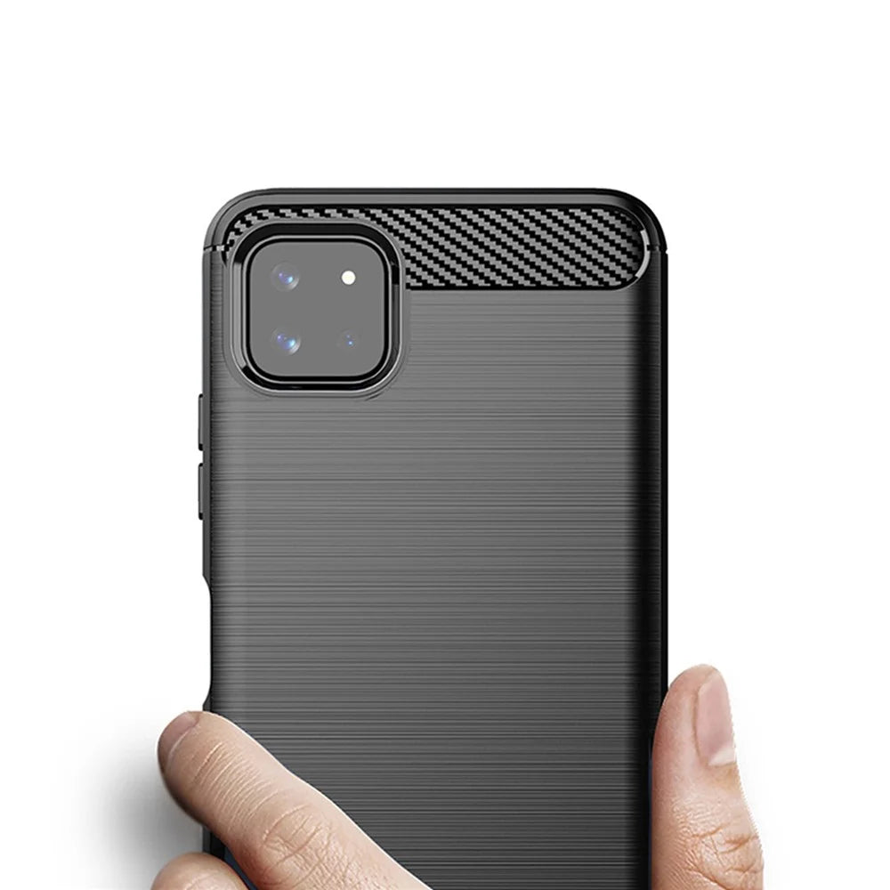 MOFI Well-Protected Brushed Carbon Fiber Design Soft TPU Cover for Samsung Galaxy A22 5G (EU Version) - Blue - 7