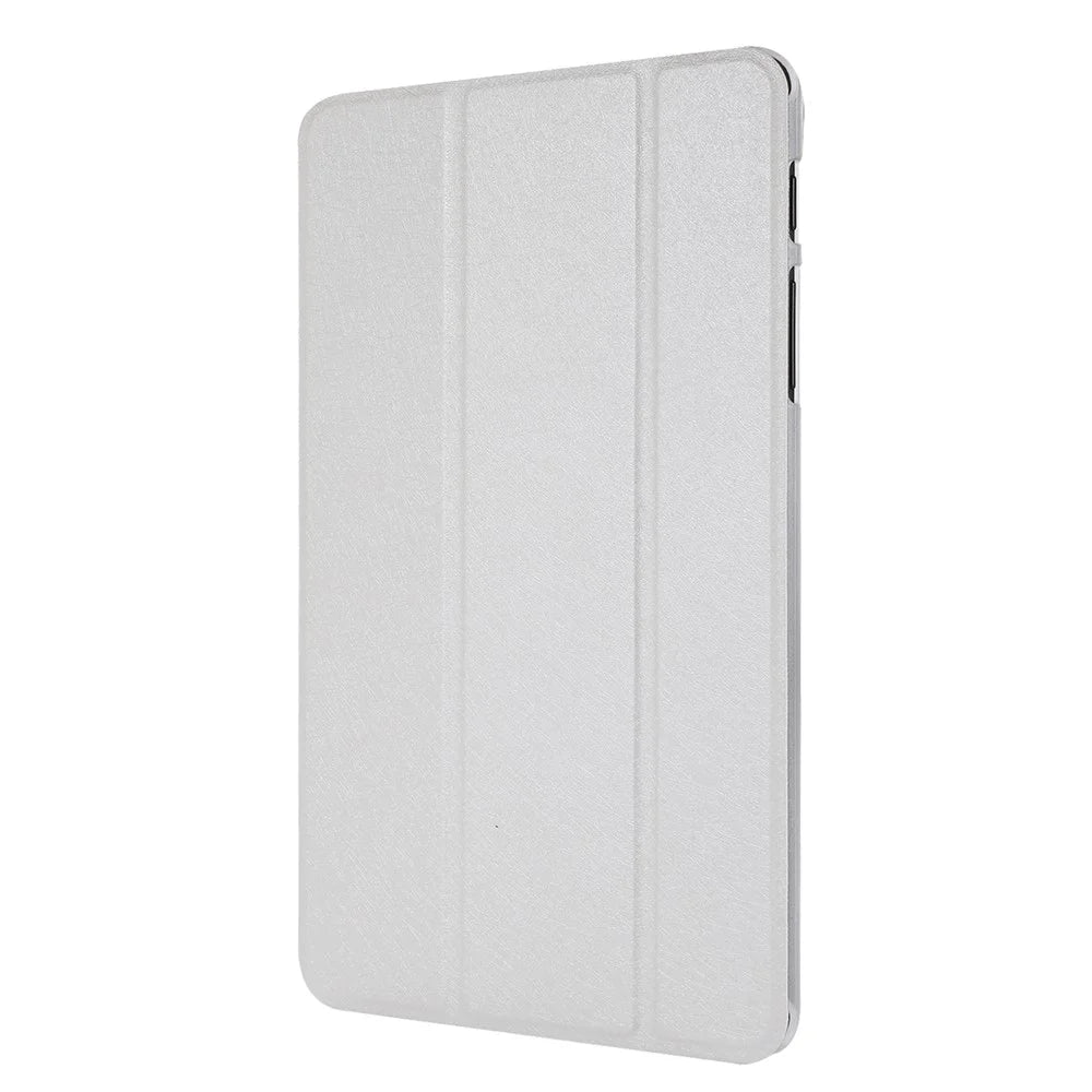 Silk Texture Leather Tablet Tri-fold Stand Case for Samsung Galaxy Tab A7 Lite 8.7-inch - White - 2