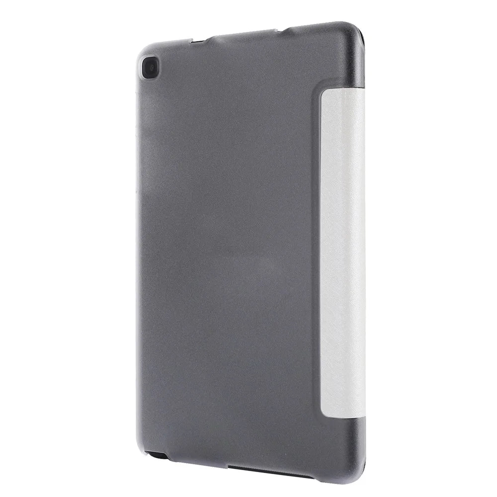Silk Texture Leather Tablet Tri-fold Stand Case for Samsung Galaxy Tab A7 Lite 8.7-inch - White - 3