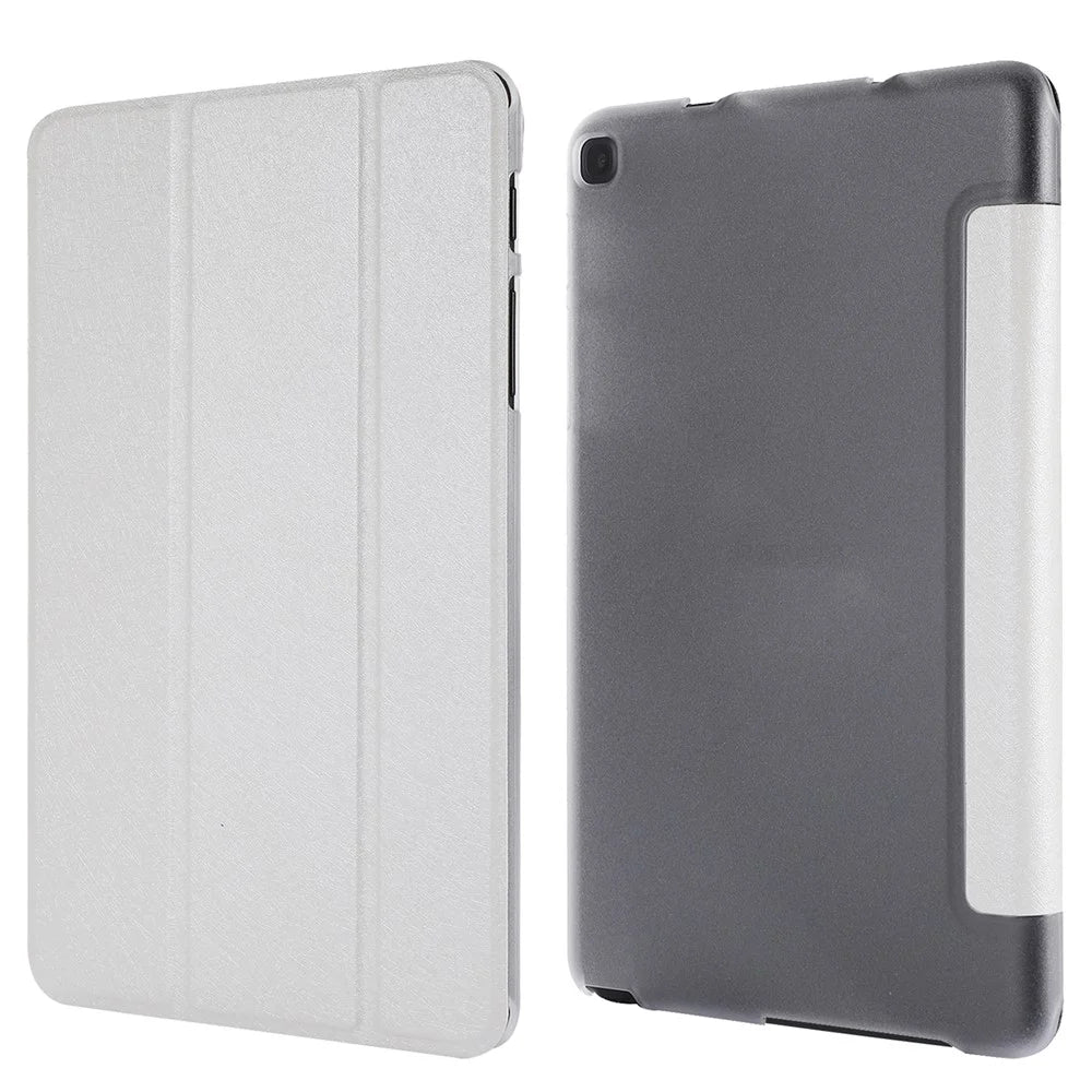 Silk Texture Leather Tablet Tri-fold Stand Case for Samsung Galaxy Tab A7 Lite 8.7-inch - White - 4