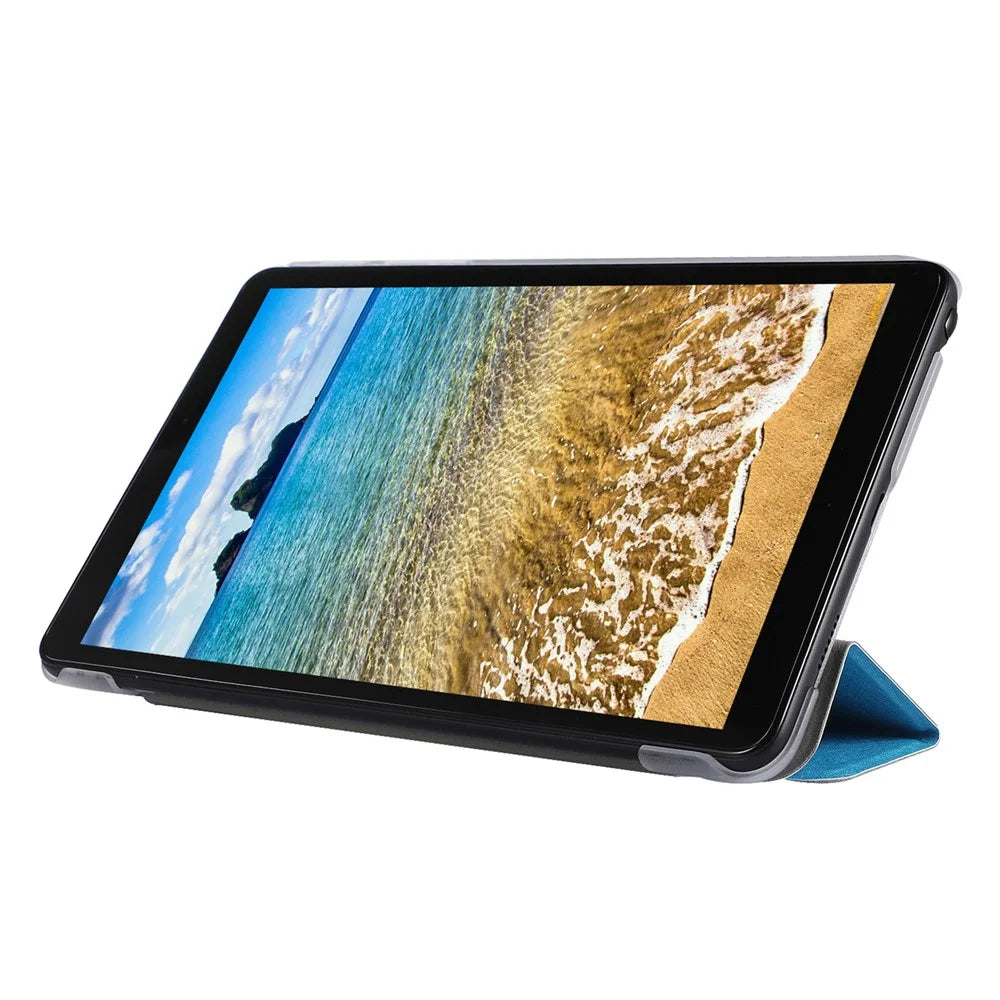 Silk Texture Leather Tablet Tri-fold Stand Case for Samsung Galaxy Tab A7 Lite 8.7-inch - White - 7