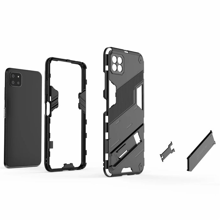 Foldable Kickstand PC + TPU Hybrid Phone Cover Back Case for Samsung Galaxy A22 5G (EU Version) - Black - 5