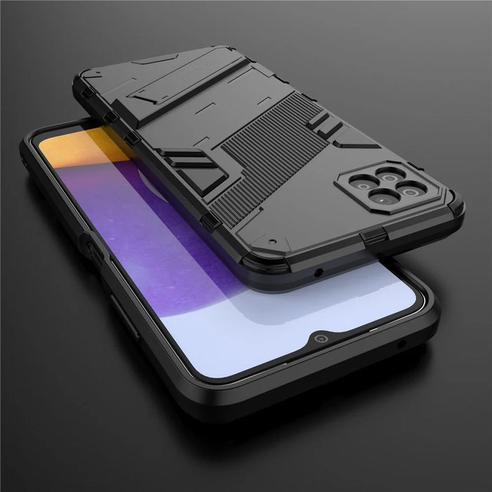 Foldable Kickstand PC + TPU Hybrid Phone Cover Back Case for Samsung Galaxy A22 5G (EU Version) - Black - 7