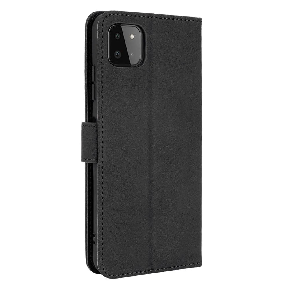 Skin-touch Feeling Wallet Stand Leather Flip Case Phone Shell for Samsung Galaxy A22 5G (EU Version) - Black - 3