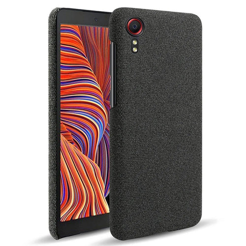 Well-Protected Cloth Coated Plastic Back Case for Samsung Galaxy Xcover 5 - Black - 1