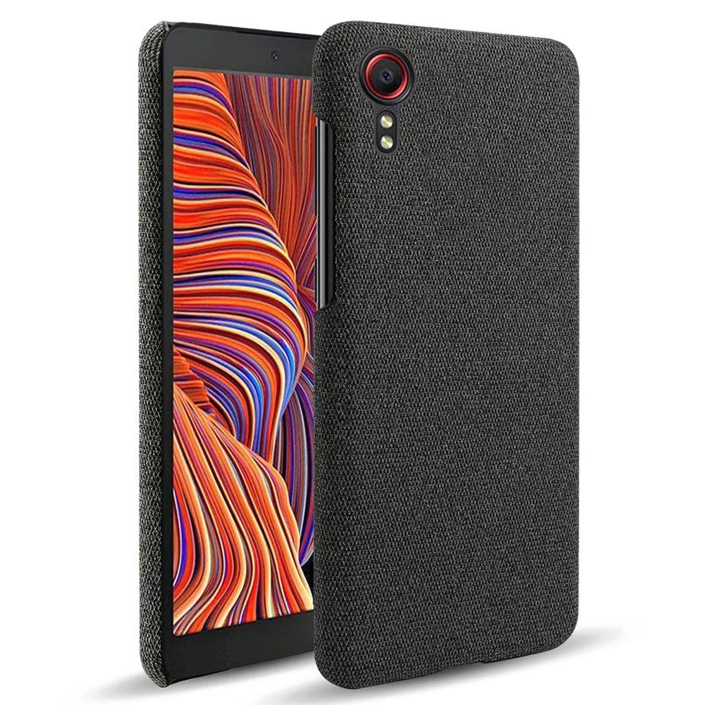 Well-Protected Cloth Coated Plastic Back Case for Samsung Galaxy Xcover 5 - Black - 1