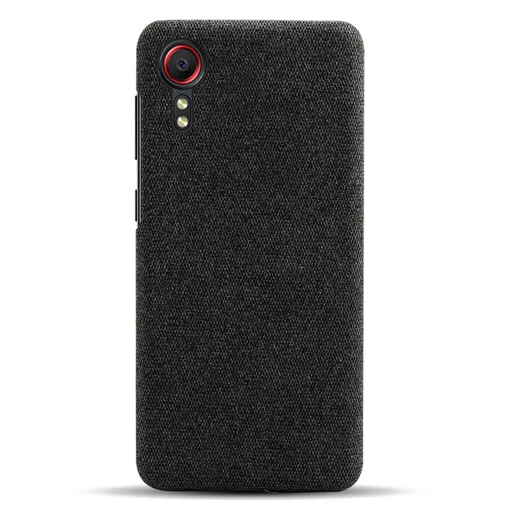 Well-Protected Cloth Coated Plastic Back Case for Samsung Galaxy Xcover 5 - Black - 3