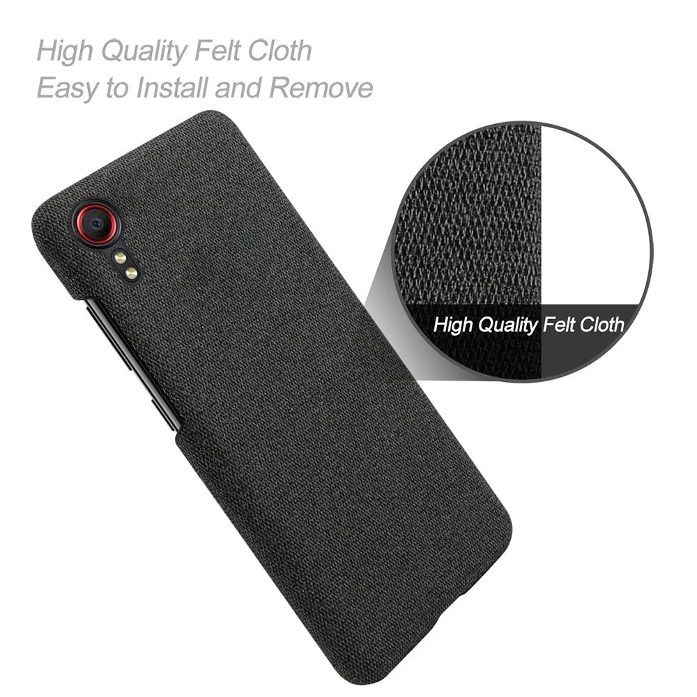 Well-Protected Cloth Coated Plastic Back Case for Samsung Galaxy Xcover 5 - Black - 4